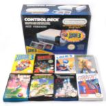 Nintendo Entertainment System Nes gaming console and games.