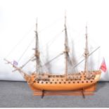 A scratch-built model of a sailing galleon ship