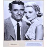 Cary Grant, signed letter cutting, framed and mounted with photo with Grace Kelly