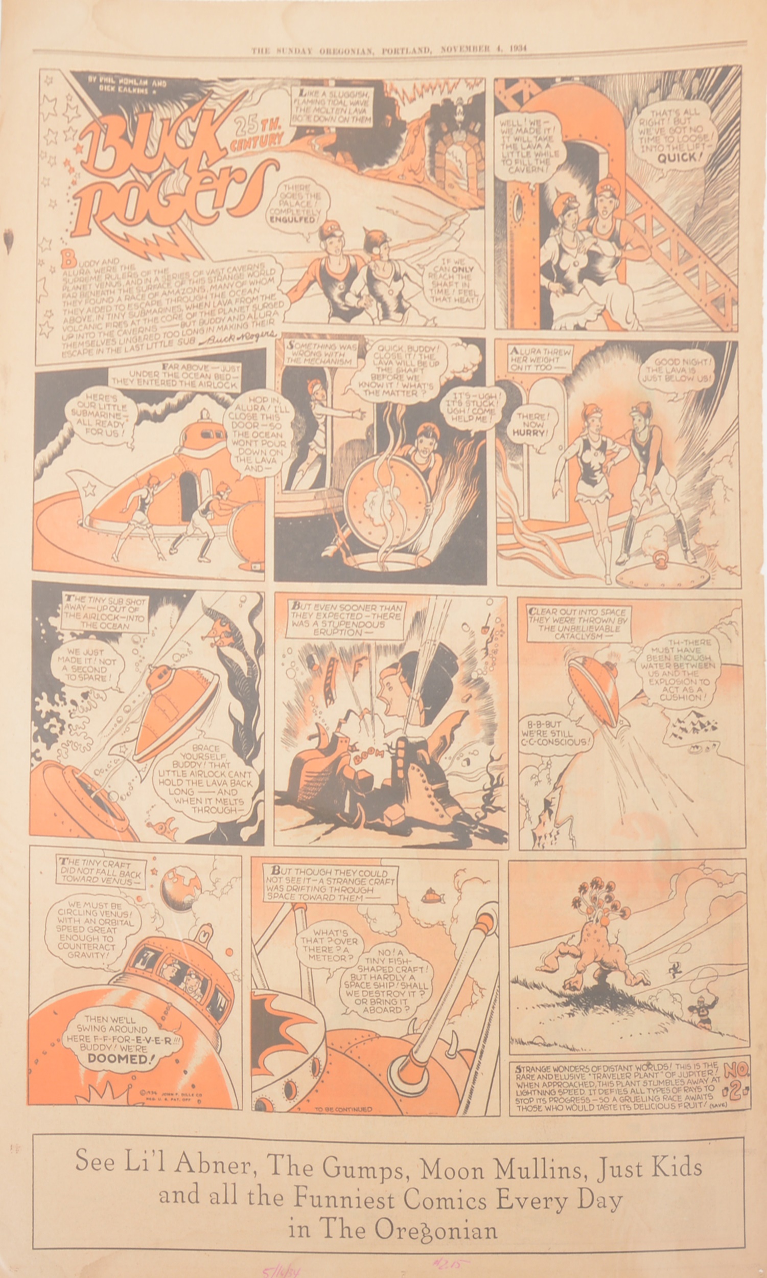 Buck Rogers newspaper comic strip pages, 40 colour supplement pages 1934-1935