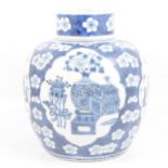 Large Chinese blue and white ginger jar and cover