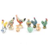 Miniature Chinese ceramic vases and bird models.