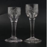 18th Century cordial glass and another,