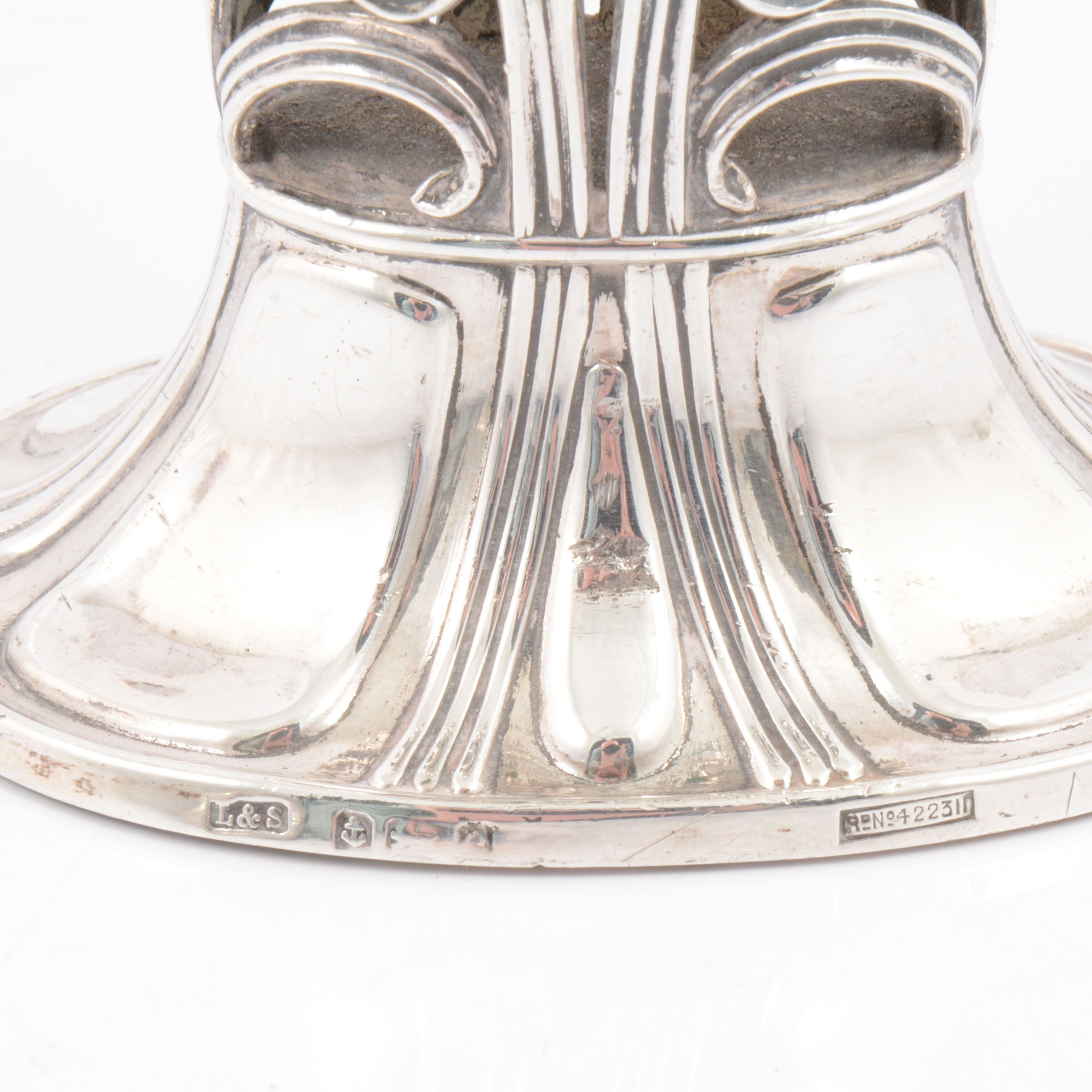 English Art Nouveau silver and glass spill vase, Levi and Salaman, Birmingham. - Image 2 of 3