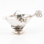 Danish sterling silver sugar basket and tongs, by Georg Jensen.