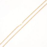A yellow and white metal rope link necklace marked 750.