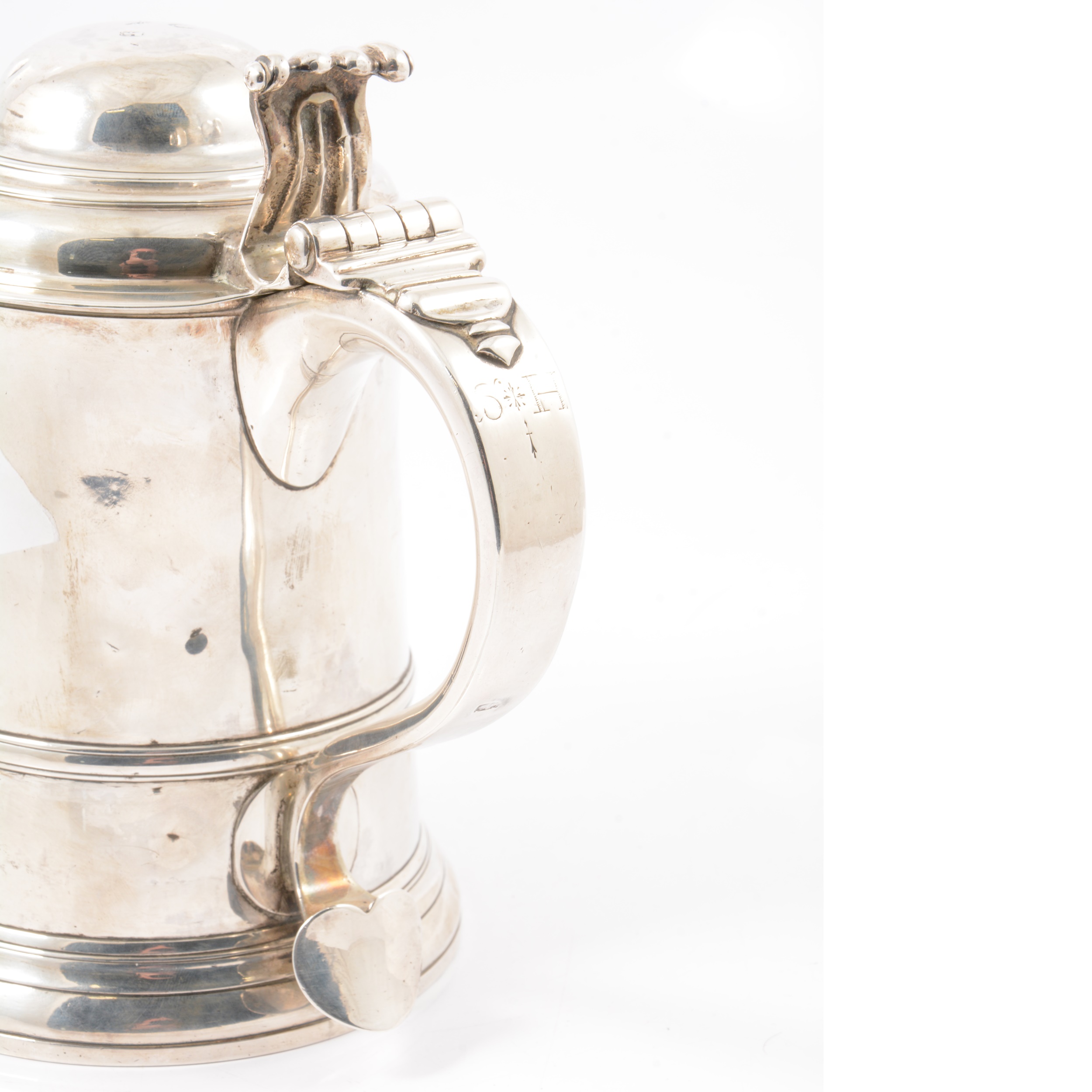 George II silver lidded tankard jug, John Bayley, London 1752. - Image 2 of 13