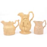 Stoneware Toby Filpott & Johnnie Souter jug, Falstaff jug and a Stag Hunt jug,