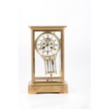 Brass 'four glass' mantel clock,
