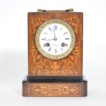 19th Century French rosewood and marquetry mantel clock, signed Henry Marc, Paris