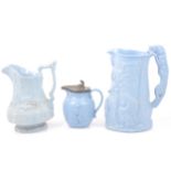 Stoneware Keeper's Daughter jug, Stags jug and a Gamekeeper jug,