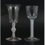 Two wine glasses,