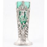 English Art Nouveau silver and glass spill vase, Levi and Salaman, Birmingham.