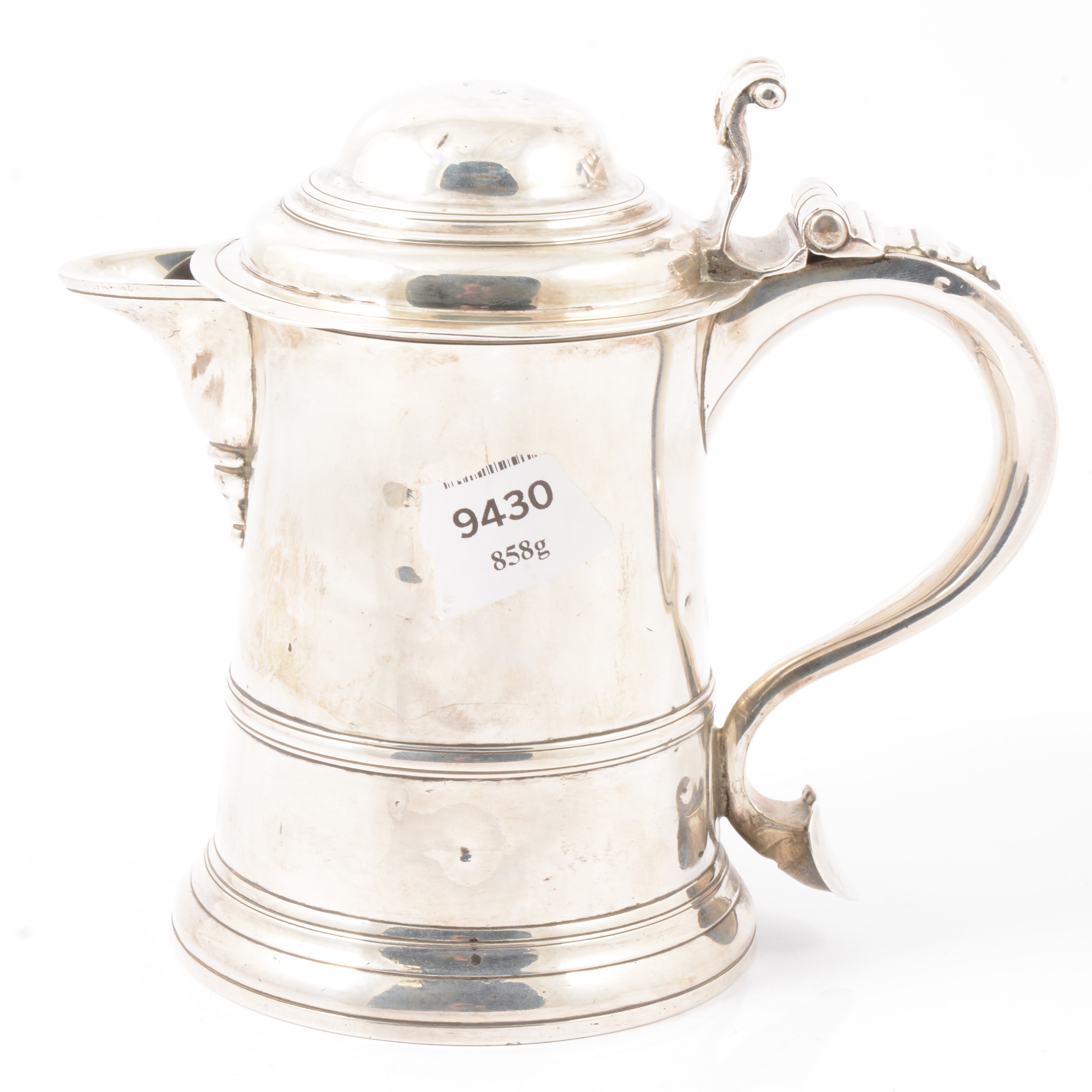 George II silver lidded tankard jug, John Bayley, London 1752. - Image 5 of 13