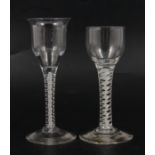 Cordial glass and a wine glass,