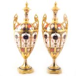 Pair of Royal Crown Derby urns,