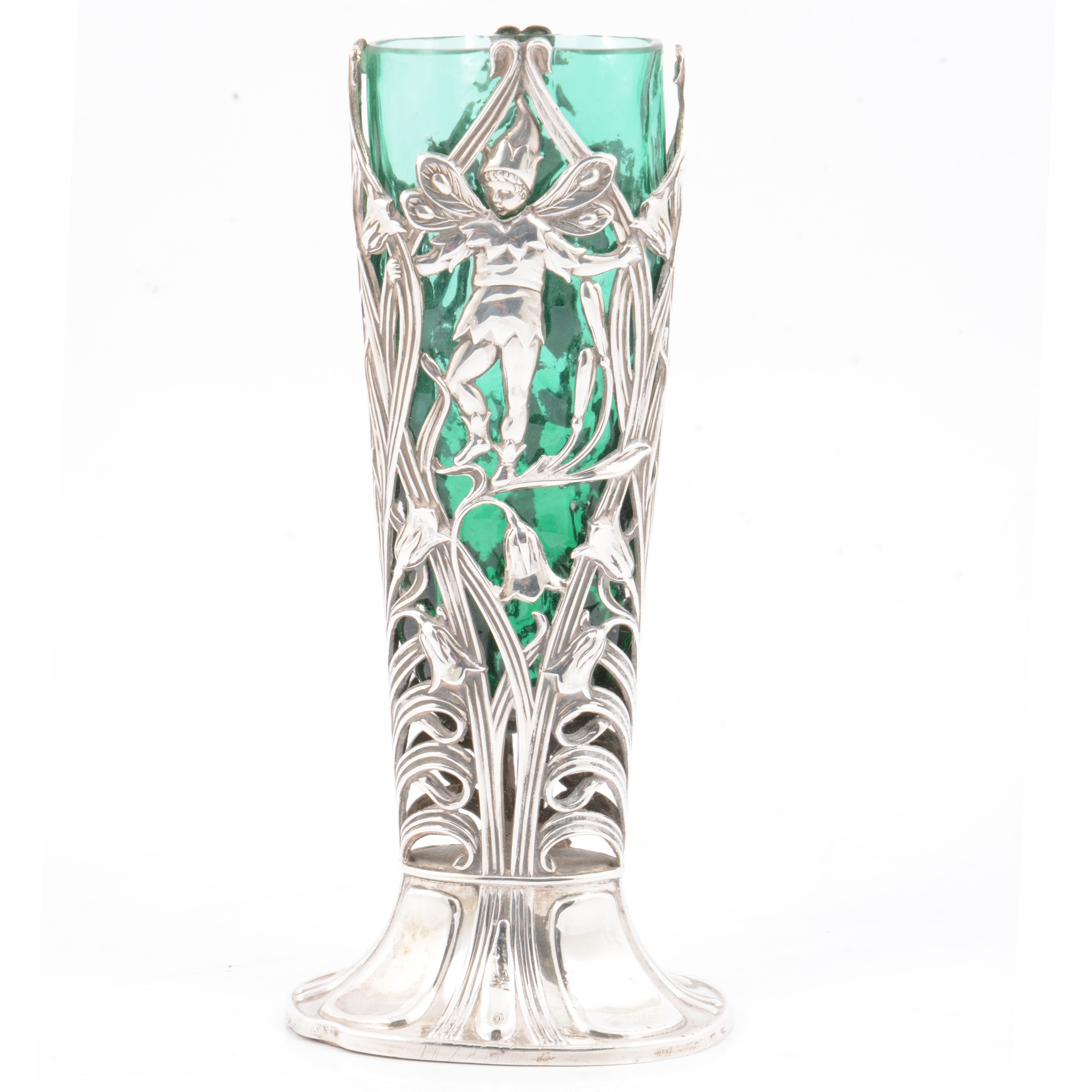 English Art Nouveau silver and glass spill vase, Levi and Salaman, Birmingham. - Image 3 of 3