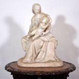 Carved marble group, Madonna & Child, 19th century.