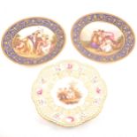 Pair of Vienna cabinet plates and a Meissen cabinet plate,