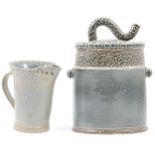 Walter Keeler - a salt-glazed jar and cover, and similar jug.