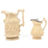 Stoneware Bacchanalian Dance jug and a Pan jug,