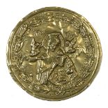 Gilt metal uniface medallion, perhaps Greek or Russian,