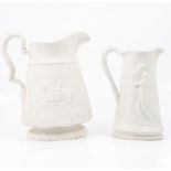 Parian Resting Putti jug and a Paul et Virginie jug,