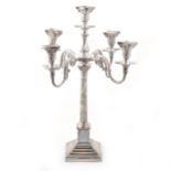 Edwardian silver presentation five-light table candelabra, Alexander Clark Manufacturing Co.,