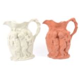 Stoneware Silenus jug and a terracotta Silenus jug,