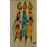 African School, Three female figures, Batik,