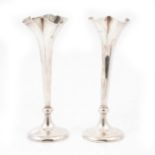Pair of silver spill vases,