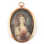 English School, portrait miniature of a lady,