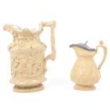 A Charles Meigh stoneware 'Bacchanalian Dance' jug, and a W Ridgway & Co 'Pan' jug.