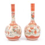 Pair of Kutani bottle vases.