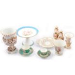 Continental porcelain urn-shaped vase and other decorative ceramics.