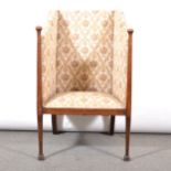 Edwardian mahogany high-back easy chair.