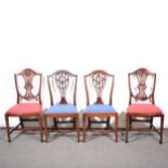 Set of six George III mahogany dining chairs, and two others,