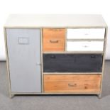 Industrial style metal and wood chest,
