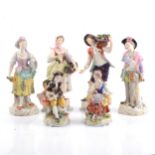 Three pairs of German porcelain figures