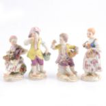 Four Meissen porcelain figures.