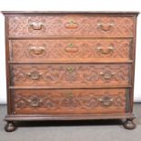 Oak chest of drawers in the Jacobean style,