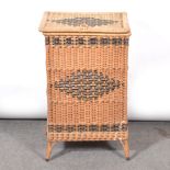 Arts & Crafts woven cane linen bin,