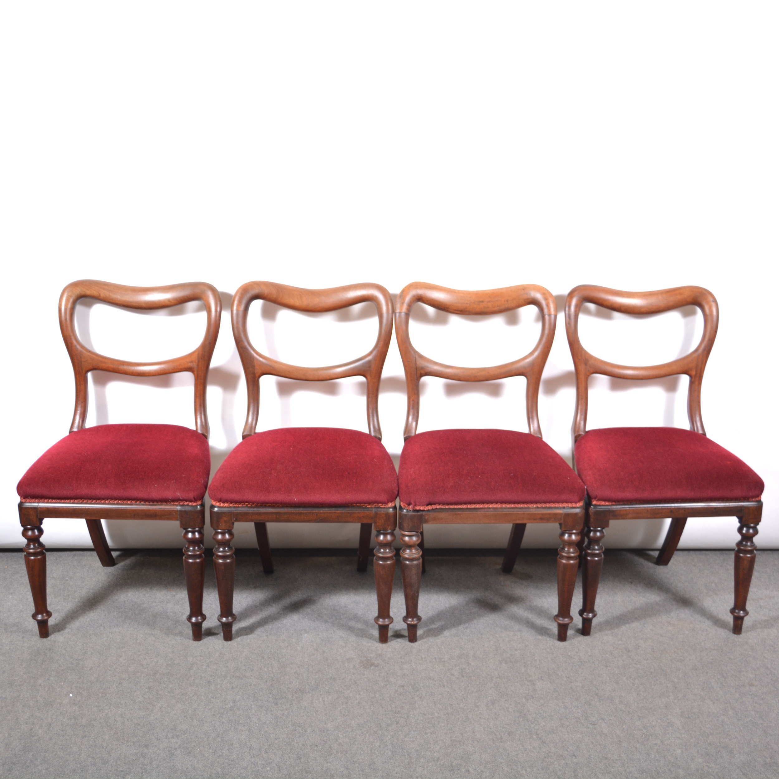 Set of four Victorian mahogany hoop-back dining chairs,