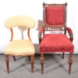 19th Century Italian style single chair and a Victorian childs chair,