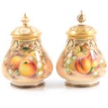 Pair of Royal Worcester pot pourri vases and covers