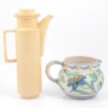 Honiton pottery jug and Art Deco style coffee pot.