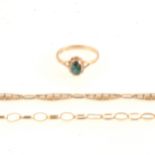 9 carat gold necklace, bracelet and opal triplet ring.