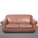 Leather upholstered two seater bed settee.