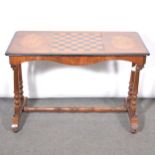 Victorian walnut games table,