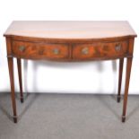 Modern mahogany bowfront side table,